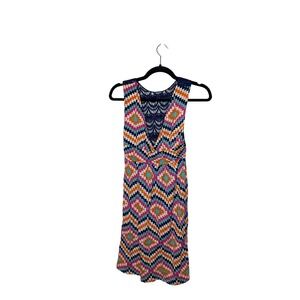 MACBETH COLLECTION‎ Women Geometric Print Crochet Back Sleeveless Maxi Dress M